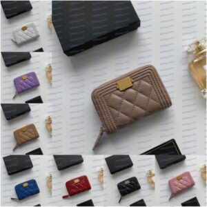 Designer Wallet Luxury Leather Zipper Coin Purse Classic Diamond Pattern Card Holder Card Pocket Portable Solid Color Fashion Mini Wallet