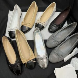 Ballet Flats Dress Shoes Designer Spring Spring Sheepskin Bow Boat Shoes Womens Leather Loafers Dance Shoes Loafers Womens Shoes Large 34-42 With Box Leather Sole