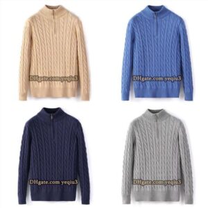 Mens Sweater Winter Fleece Thick Half Zipper High Neck Warm Pullover Quality Slim Knit Wool designer knitting Casual Jumpers zip Brand Cotton sweatshirt Asian size
