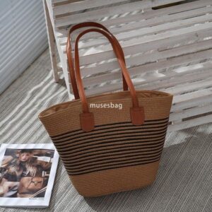 Fashion Women's Handbag Retro Shoulder Bag Designer Women's Grass Woven Bag Single Shoulder Woven Bag Large Capacity Women's Beach Bag