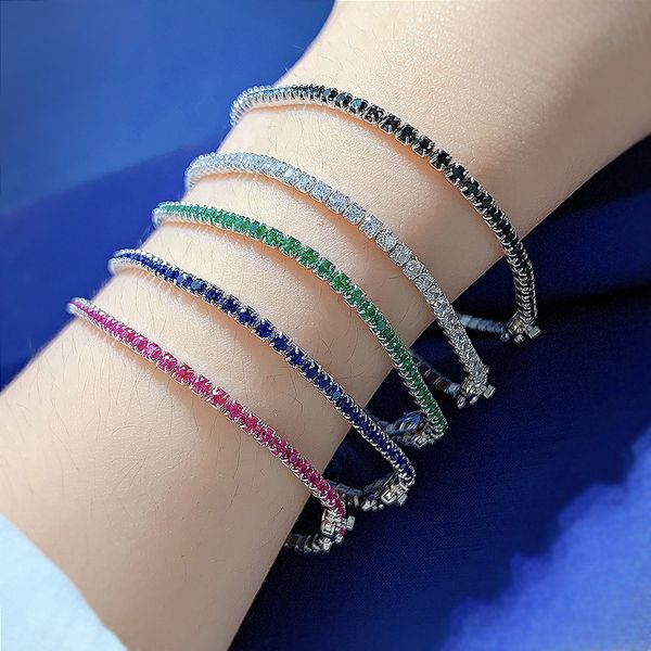 Elegant European Style Genuine S925 Sterling Silver Womens Bracelet Studded with Lustrous Diamonds