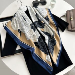 A 90×90 cm square silk scarf, suitable for both men and women, with multiple uses and rich patterns, perfect for daily wear.