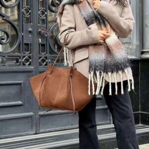 Women's hotbags frosted suede tote bag large capacity 2025 new high-end single shoulder armpit handbag
