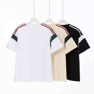 Color Block 250g 100% Cotton Short Sleeve Fashion Casual Loose T-Shirt mens