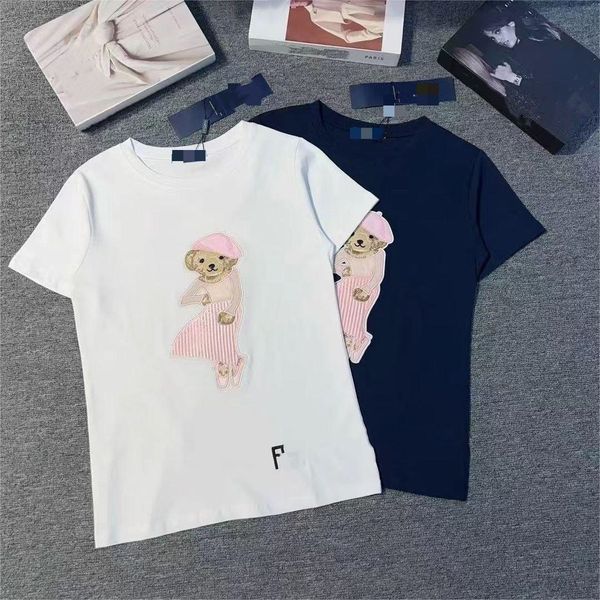 Women's T-Shirt Designer Round neck teddy bear cartoon casual loose Korean short sleeved T-shirt