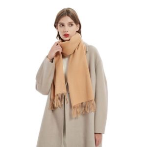 1-793 Thickened solid color tassel scarf Korean style