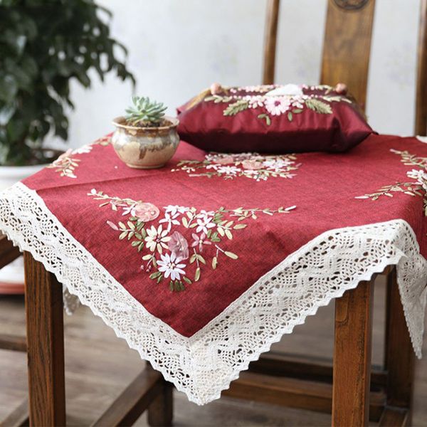 W248 Tablecloth fabric pastoral small fresh rectangular coffee table tablecloth tablecloth