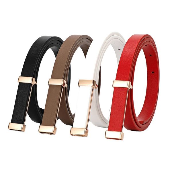Fashionable and versatile genuine leather Korean-style slim waist belt for ladies with elegant decorative elements