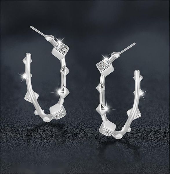 Elegant Bamboo Node Hoop Earrings with Moissanite - 925 Sterling Silver, 3EX Cut, Hypoallergenic, Perfect Gift