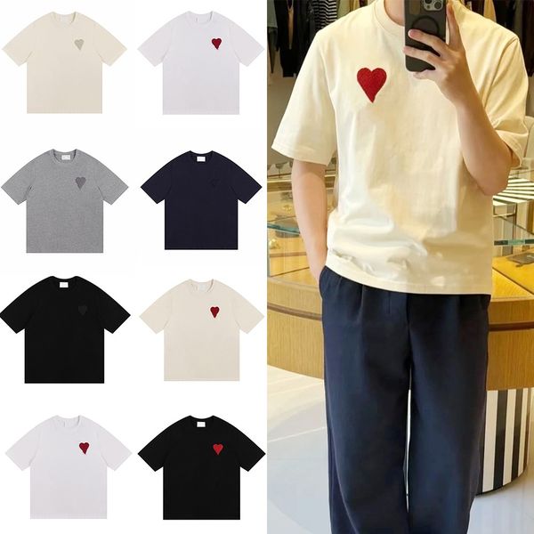 Men's T-Shirts Designer Valentine's Day limited short sleeved crochet knitted thick thread love T-shirt for men and women