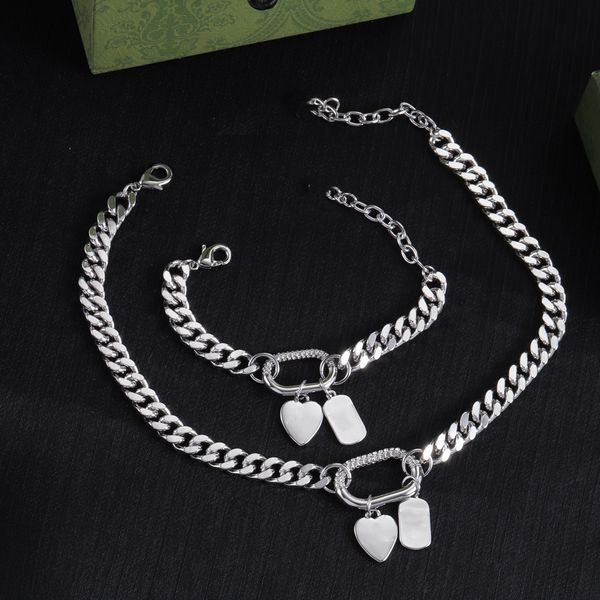 2023-Luxury Lock Gold Necklaces Baroque Designer Chain Bracelets Cuba Link Jewelry Sets Gift With Box 925 Silver Letter Jewelry Set