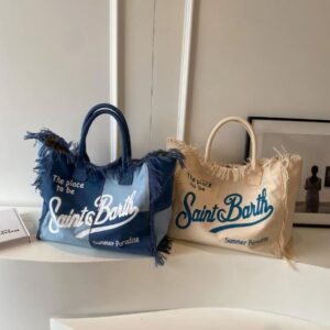 Evening Bags Spring Summer Leisure Holiday Fringe Yellow Striped Printed St. Barts Travel Large Capacity Thick Canvas hot Tote Bag 231027