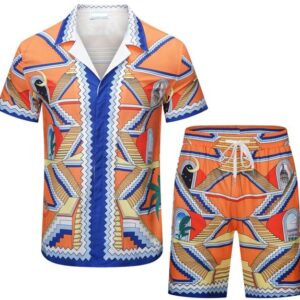 mens shorts designer t shirt mens tshirt button Silk Hawaiian Casual Shirts Suit summer designer Fshion Loose Dress Shirt Short Sleeve Suits Mens clothing asian size