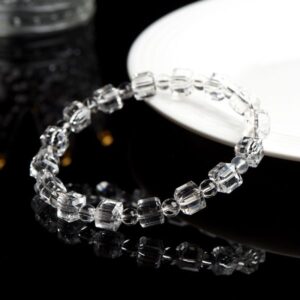 Natural Old Mine White Crystal Cube Sugar String Bracelet Bracelet