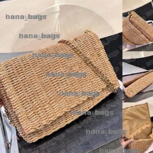 Women Raffia Handbag Designer Shoulder Bag Luxury Woven Straw Camera Crossbody Bags Purse Grass Handbags Summer Beach Flap Cross Body Wallet 243291BF