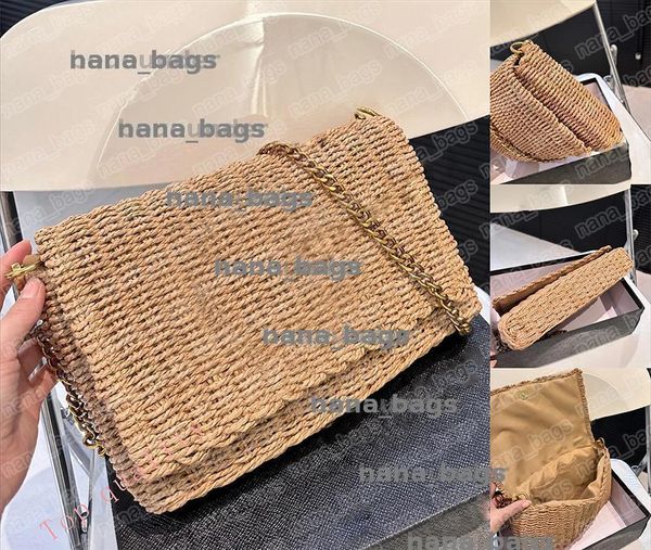 Women Raffia Handbag Designer Shoulder Bag Luxury Woven Straw Camera Crossbody Bags Purse Grass Handbags Summer Beach Flap Cross Body Wallet 243291BF