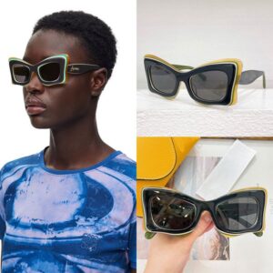 Womens Multilayer Butterfly Sunglasses LW40140 Womens Designer Butterfly Acetate Frame Glasses UV400 Protective Glasses with Gold Decorative Logo Design on Legs