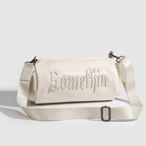 Small group Gothic letter embroidered casual solid color crossbody cylinder bag for women's new single shoulder crossbody bag trend