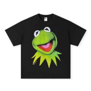 Autumn Cotton Short Sleeve Sesame Street Kermit High-Quality American Style Unisex T-Shirt
