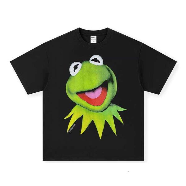 Autumn Cotton Short Sleeve Sesame Street Kermit High-Quality American Style Unisex T-Shirt