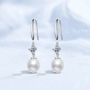 S925 Sterling Silver Stud Earrings with Moissanite and Natural Freshwater Pearls, Women's Versatile Elegant Earrings, Cross-Border Jewelry Wholesale