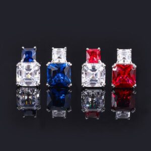 Charming Women's S925 Sterling Silver Ear Jewelry Featuring Colorful Princes-Cut CZ