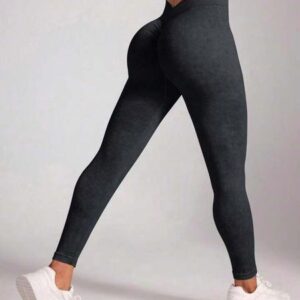 Yoga women's high waisted tight pants with frosted and washed V-waist seamless yoga pants peach buttocks fitness pants Pilates pickle ball posted pants gym