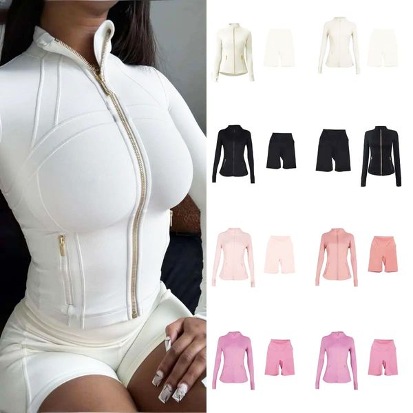 2025 10A Gym sets Jackets and shorts Yoga Jackets Workout Elastic Waist leggings Fitness quick dry fitness Activewear Sweatshirt Zip sets jackets 415