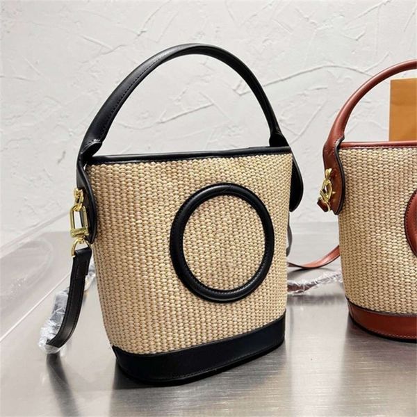designer bag Designer Bag Fashion Crochet straw Beach Bucket Luxury Travel Handbag Straw Bags Real Leather Shopping Purse Wallet Totes Shoulder Handbags Top Qua