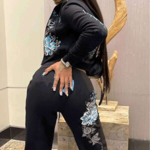 edhardyly Womens Tracksuit Pattern Letter Print Fashion edhardypants Sports Spring Summer Slim Short Zip Hooded Sweatshirt Casual Loose Sweatpants Two Piece 363 d