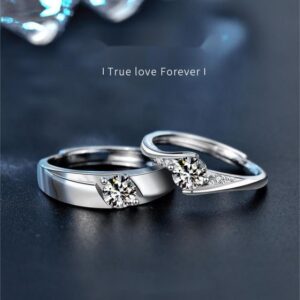 Moissanite Couple Rings 925 Sterling Silver Wedding Bands, D Color, Elegant Luxury Gift, Customizable