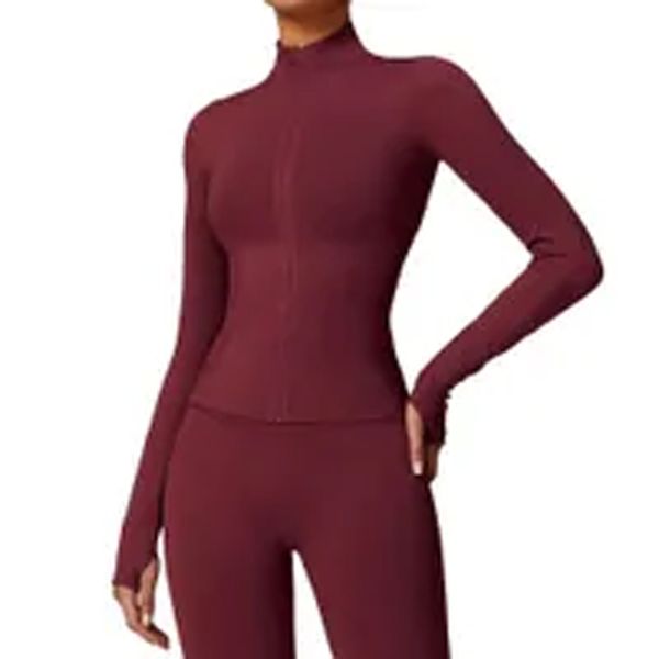 DHEssentials Women's sports zipper yoga shirt fiess running warm gym long sleeved top slim fit tight jacket sportswear