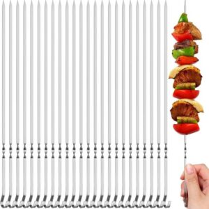 BBQ 25 Piece Stainless Steel Twisted Pattern Square Skewers Household Flat L Round Needle Grilled Lamb Barbecue Reused