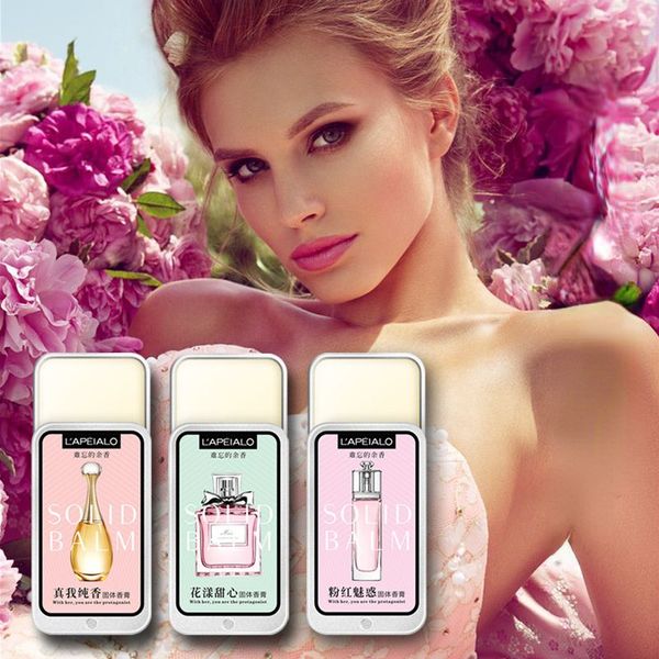 Women Smear Balsams Pomade Fragrance Balms Aromatherapy Lady Pink Flowers Solid Perfume Body Lotion Fragrant Aroma Diffuser Pomander Anti-Odour Deodorant
