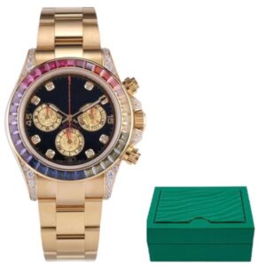 Mens watch high quality rainbow designer watches with box automatic movement 42mm stainless Steel dayton montre de luxe Original Diamond rainbow dial sapphire AAA