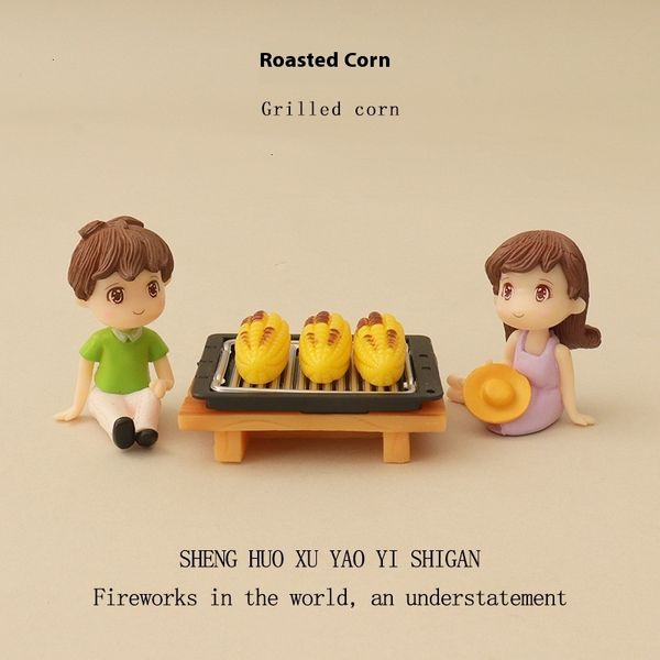 Cartoon Creative Baby House Over Home Mini Low Table Baking Plate Simulation Roasting Corn Micro Landscape Decoration Desktop Ornament