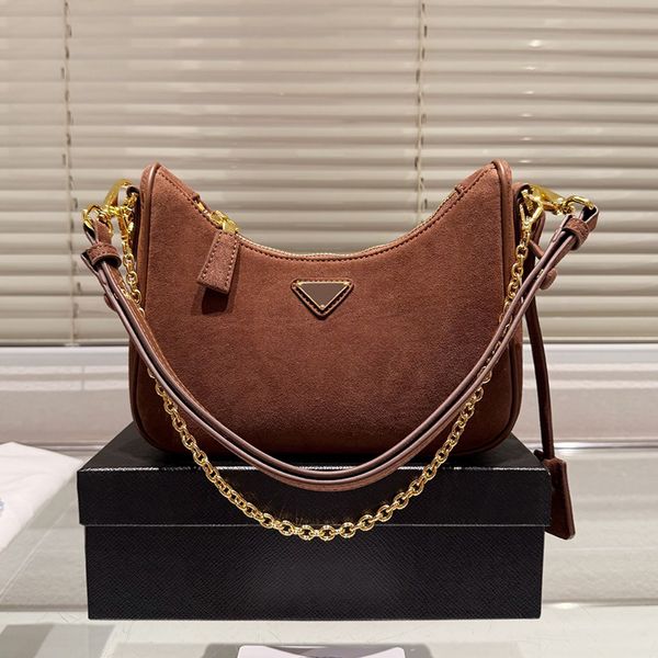 Designer bag luxurys Zipper Suede Hobo Armpit bag Classic Chain Shoulder Bag Half Moon Package Autumn and winter Crossbody Saddle bag Messenger Bag Fortune bag 21m