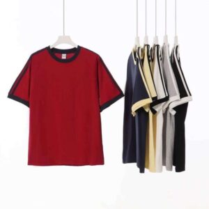 240g 100% Cotton Short Sleeve Color Block Loose Fit Summer New Men's T-Shirt Men's and women's short-sleeved sportswear, couple's sportswear