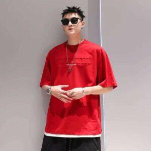 Manufacturer 3D Embossed Design Loose Printed Short Sleeve 240g Slim Fit Style 100% Cotton Men's Fitness T-Shirt