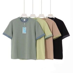 New Summer Collection 240g Color-Block Fashion Crew Neck Short Sleeve Men's T-Shirt