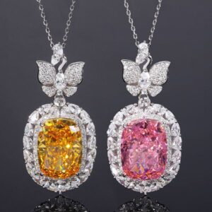 New S925 Silver High-Carbon Diamond Butterfly Pendant Necklace, 15x20mm Main Stone Luxury Design, Stylish and Elegant Women's Jewelry, Perfect for Any Occasion