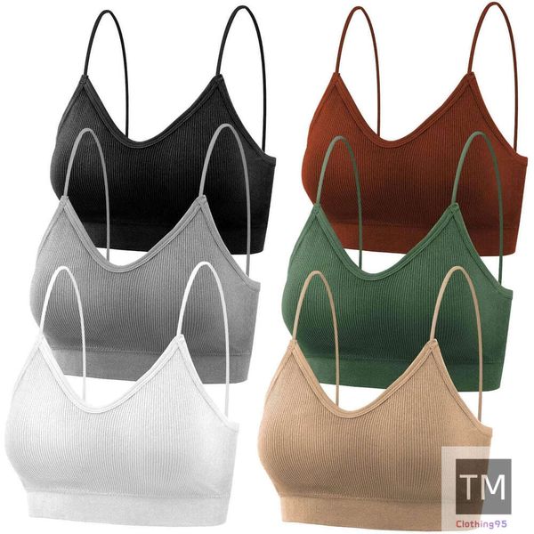 Padded Bralettes Women, 6 Pcs Sports Bras Pack, V Neck Cami Bando Bra for Women Girls