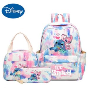 3 pieces/set of Lilo ed student boy and girl colorful backpacks with lunch bags childrens cartoon school backpacksXJ250417