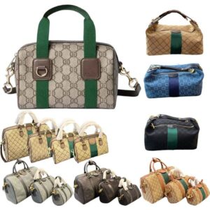 Designer bag Stripes totes bag canvas luxury bag Boston Crossbody bag Spell leather Rice dumpling color A summer favorite