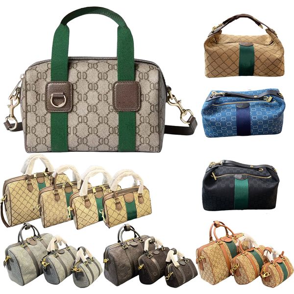 Designer bag Stripes totes bag canvas luxury bag Boston Crossbody bag Spell leather Rice dumpling color A summer favorite