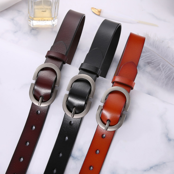 Leather belt for ladies, stylish and simple, decorative waist belt for women, black, simple and versatile, suitable for all occasions.