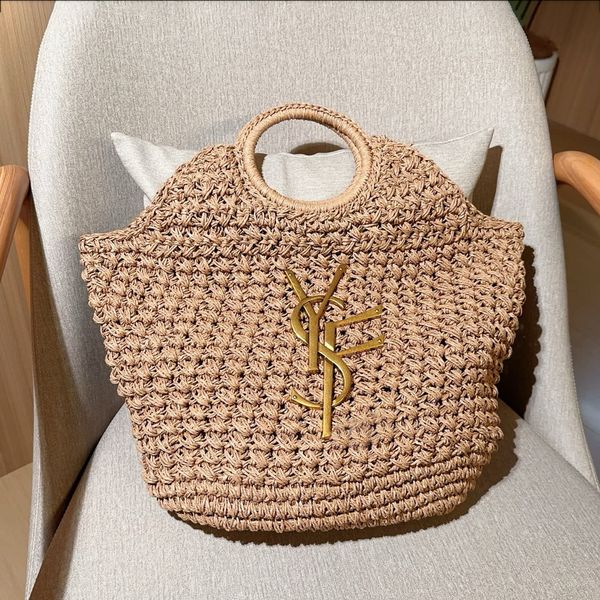 Designer bag tote bag Lafite grass crochet plus large shopping bag vacation bag high-quality women's fashionable leisure beach bag handbag diagonal crossbody bag
