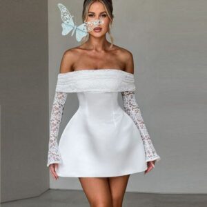 A-Line Short Wedding Party Dresses Off Shoulder Pleats Brides Party Gowns for Women Bridals Dress Customized 01