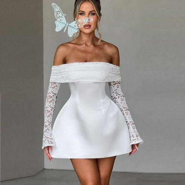 A-Line Short Wedding Party Dresses Off Shoulder Pleats Brides Party Gowns for Women Bridals Dress Customized 01