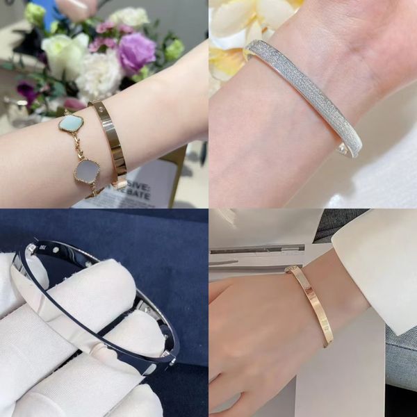 Luxurious High-version Non-fading Product Classic 4-millimeter Thin Bracelet Designer Style Universal Gold-plated Bracelet for Both Men and Women Jewelry Gift